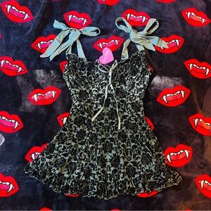 Sugar Thrillz x Dolls Kill - WILDFLOWER FABLES MINI DRESS - GREEN